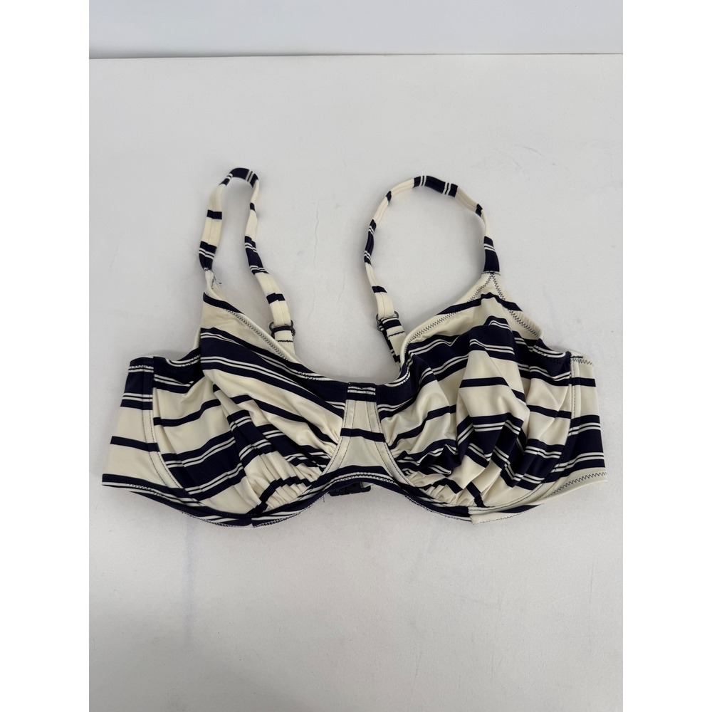Fantasie Navy Cream Striped Underwired Bikini Top Womens Sz 38E
